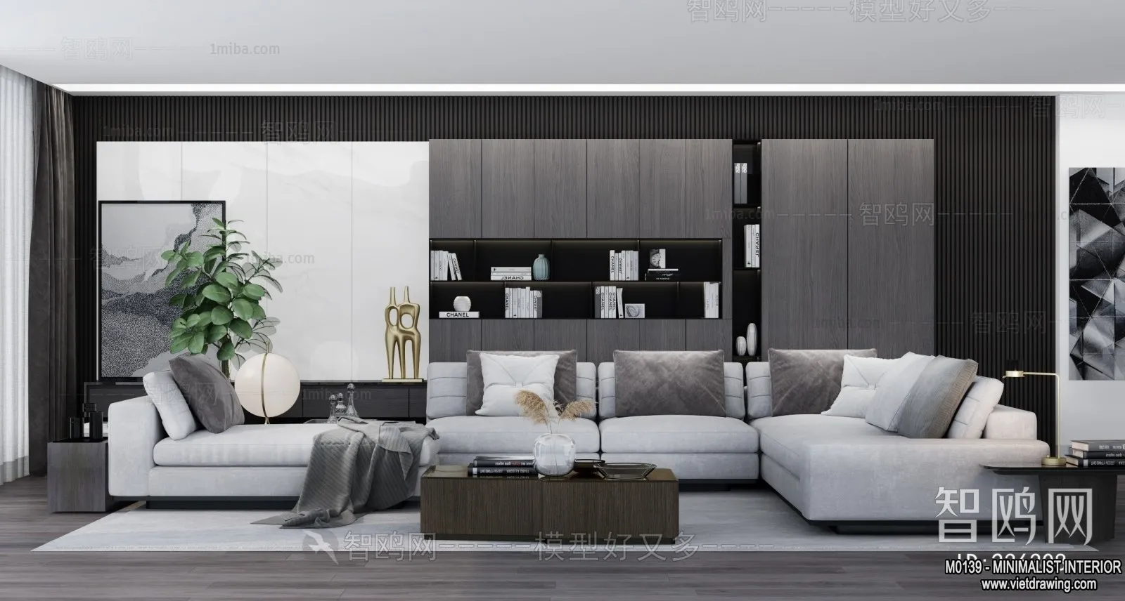 Living Room – Minimalist Style – 3D Interior Scene – 052