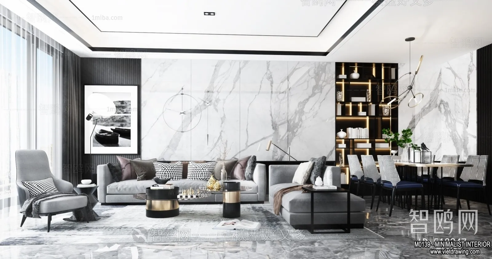 Living Room – Minimalist Style – 3D Interior Scene – 055