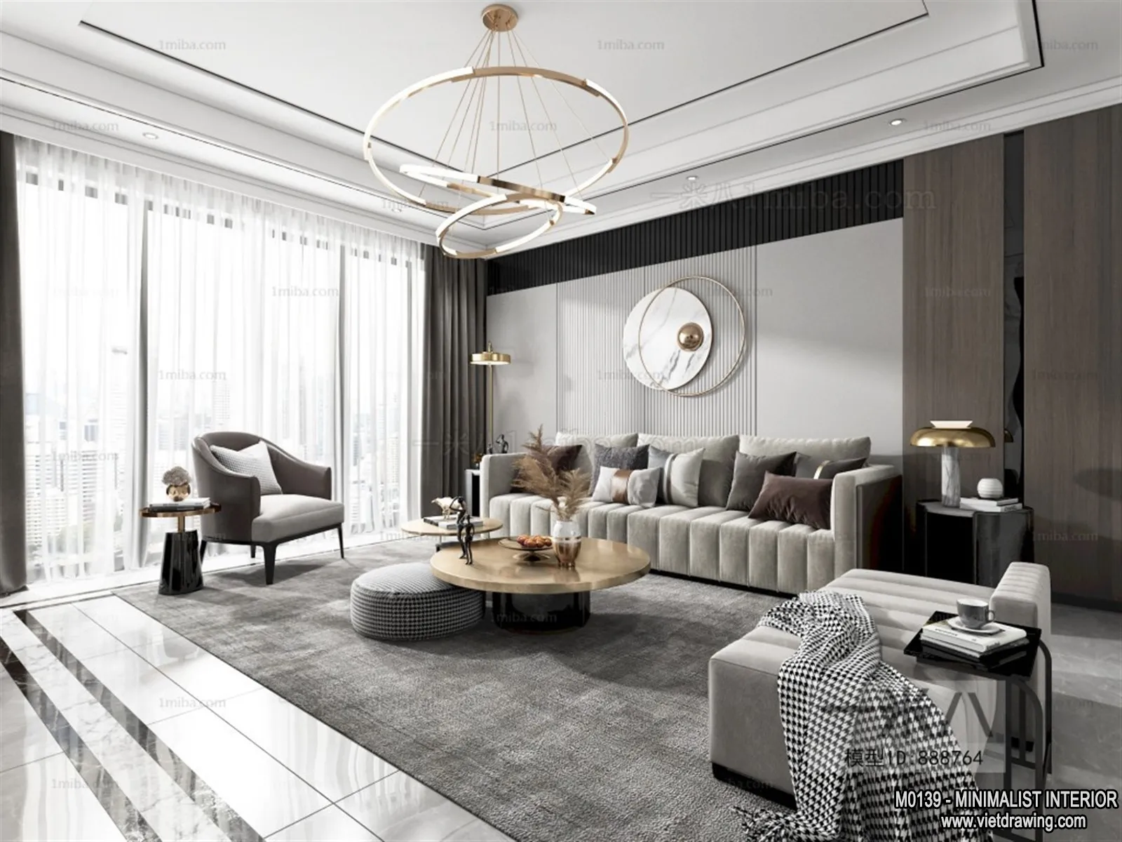 Living Room – Minimalist Style – 3D Interior Scene – 066