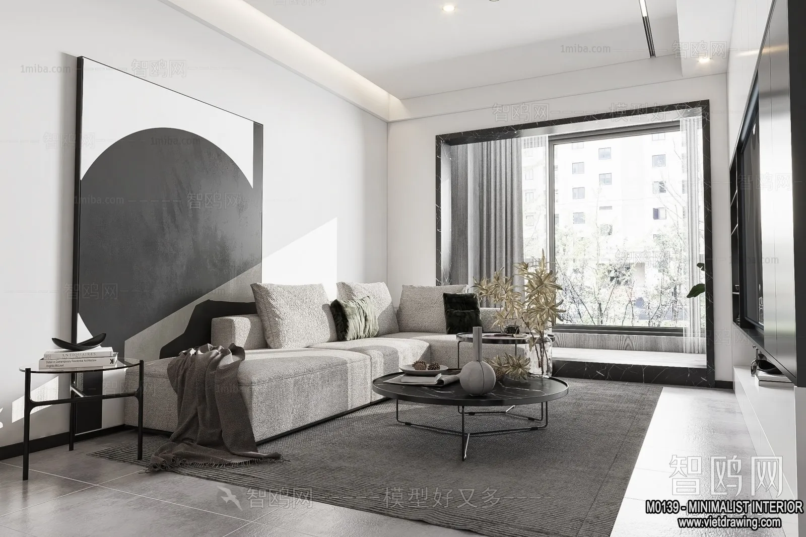Living Room – Minimalist Style – 3D Interior Scene – 071