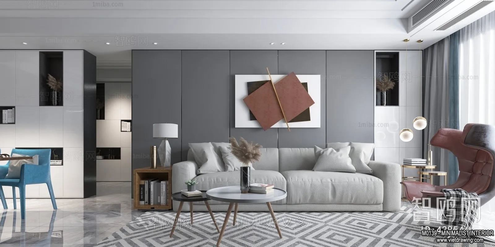 Living Room – Minimalist Style – 3D Interior Scene – 073