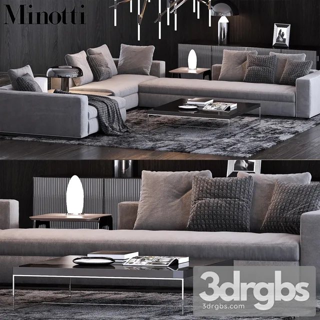 Living Room Minotti Set 01 3D Model Download
