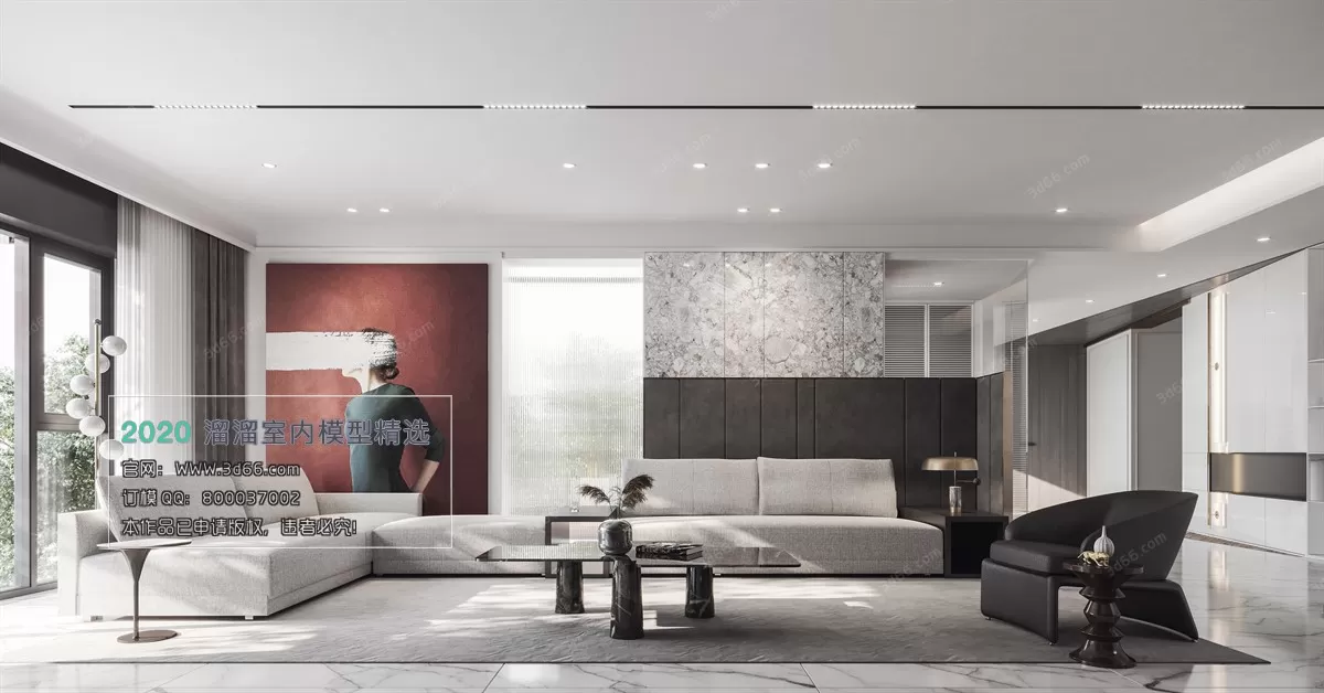 LIVING ROOM – MODERN STYLE – 3D MODELS – CORONA – 103