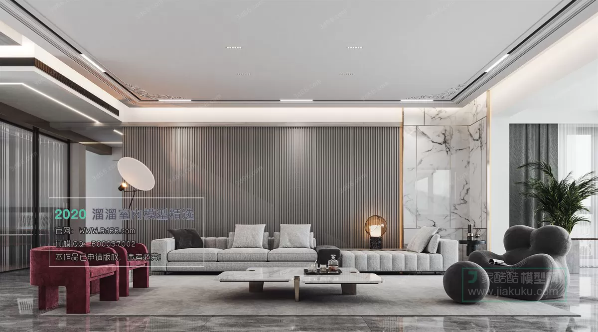 LIVING ROOM – MODERN STYLE – 3D MODELS – CORONA – 106