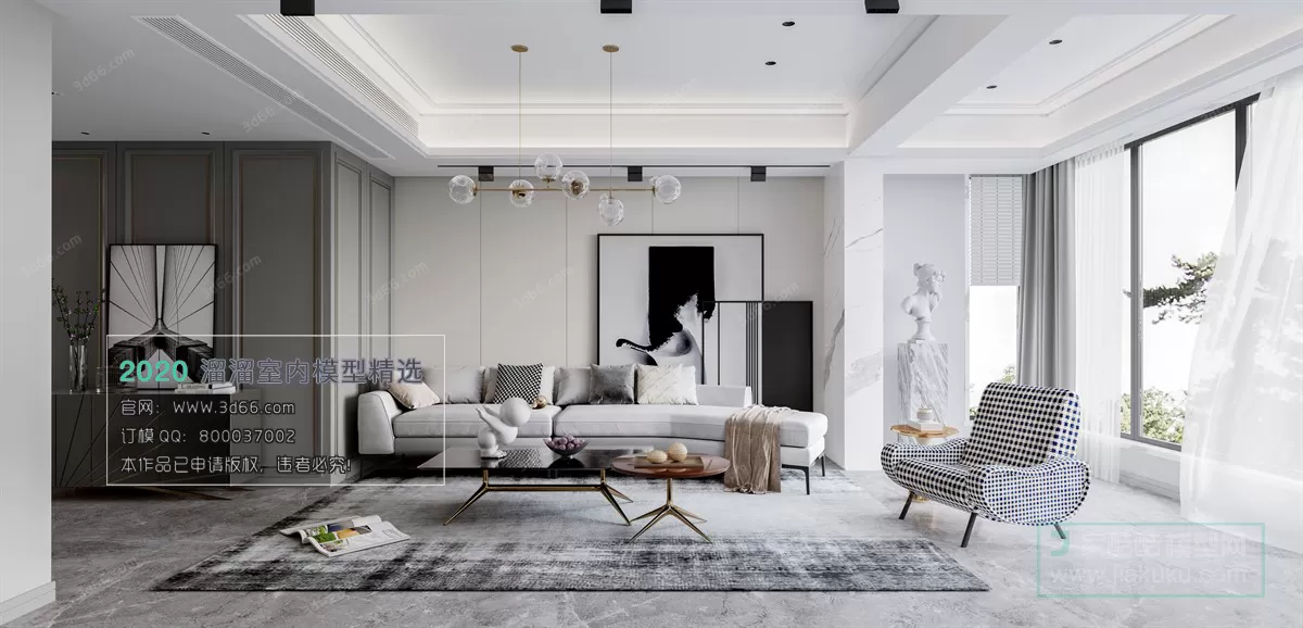 LIVING ROOM – MODERN STYLE – 3D MODELS – CORONA – 115