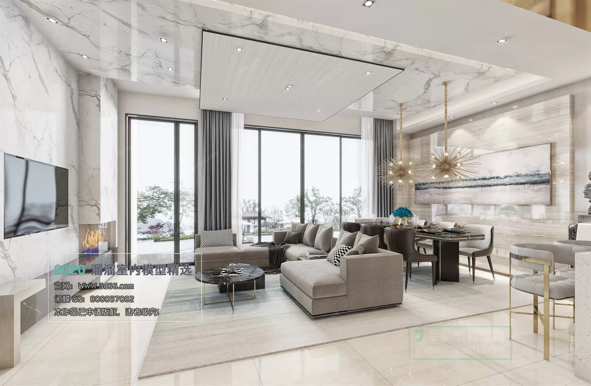 LIVING ROOM – MODERN STYLE – 3D MODELS – CORONA – 117