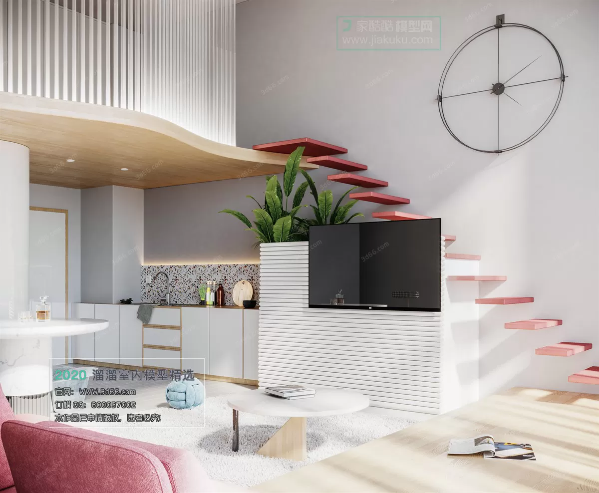 LIVING ROOM – MODERN STYLE – 3D MODELS – CORONA – 124