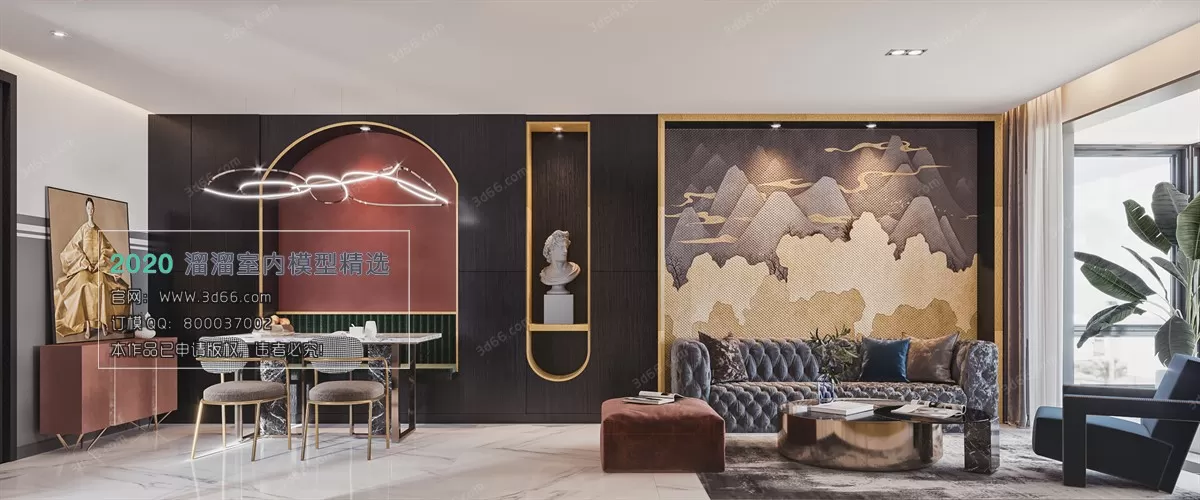 LIVING ROOM – MODERN STYLE – 3D MODELS – CORONA – 127