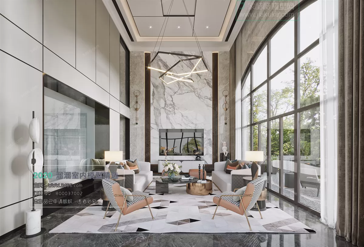 LIVING ROOM – MODERN STYLE – 3D MODELS – CORONA – 130