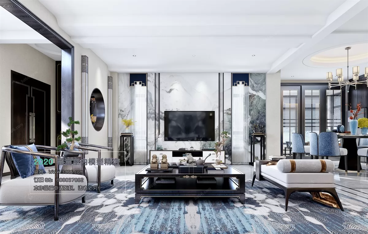 LIVING ROOM – CHINESE STYLE – 3D MODELS – VRAY – 001