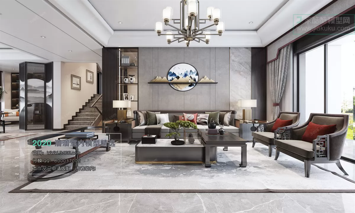 LIVING ROOM – CHINESE STYLE – 3D MODELS – VRAY – 003