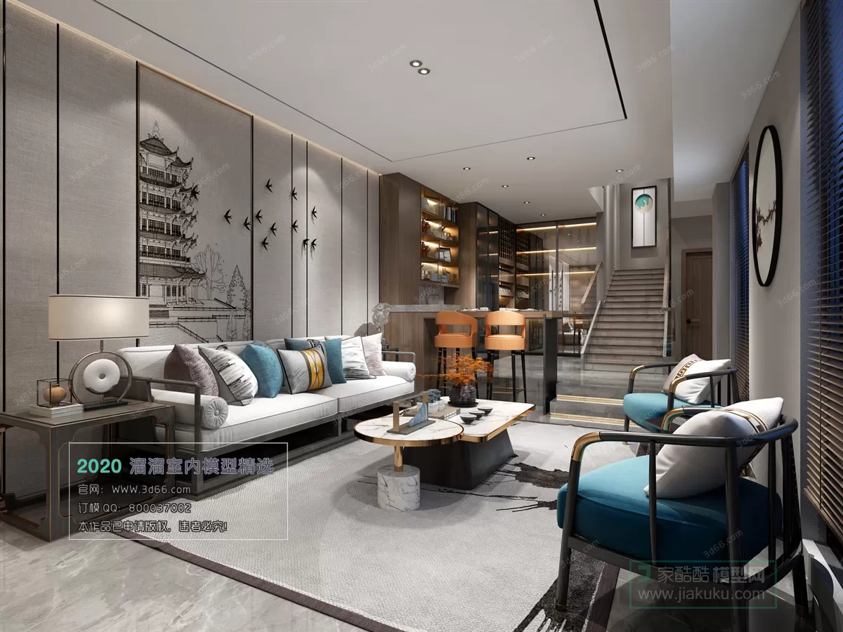LIVING ROOM – CHINESE STYLE – 3D MODELS – VRAY – 010
