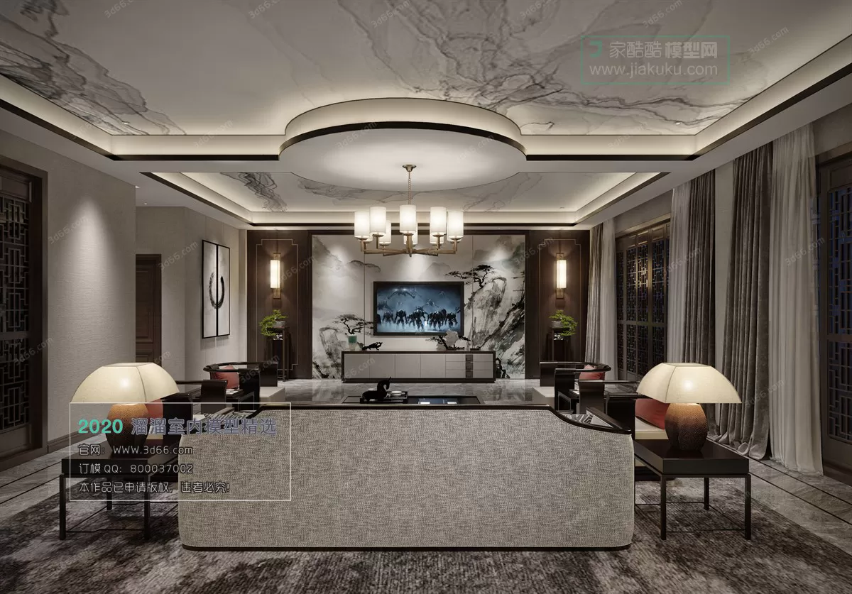 LIVING ROOM – CHINESE STYLE – 3D MODELS – VRAY – 011