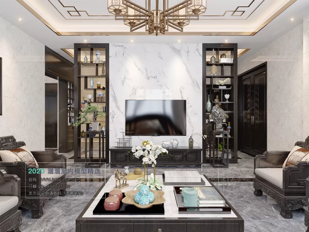 LIVING ROOM – CHINESE STYLE – 3D MODELS – VRAY – 013