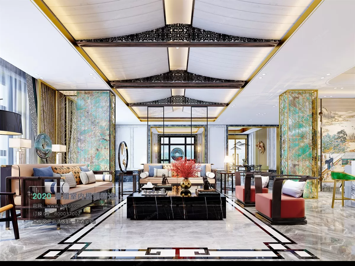 LIVING ROOM – CHINESE STYLE – 3D MODELS – VRAY – 014