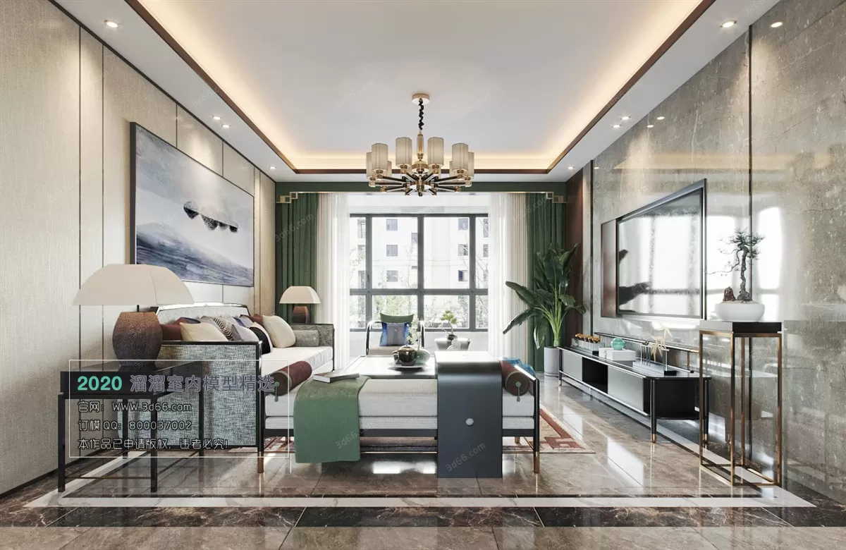 LIVING ROOM – CHINESE STYLE – 3D MODELS – CORONA – 023