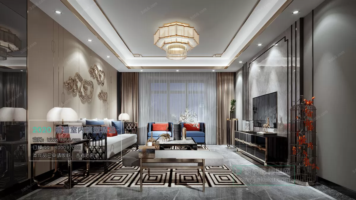 LIVING ROOM – CHINESE STYLE – 3D MODELS – CORONA – 025