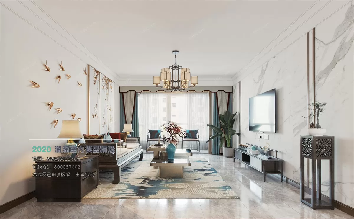 LIVING ROOM – CHINESE STYLE – 3D MODELS – CORONA – 029
