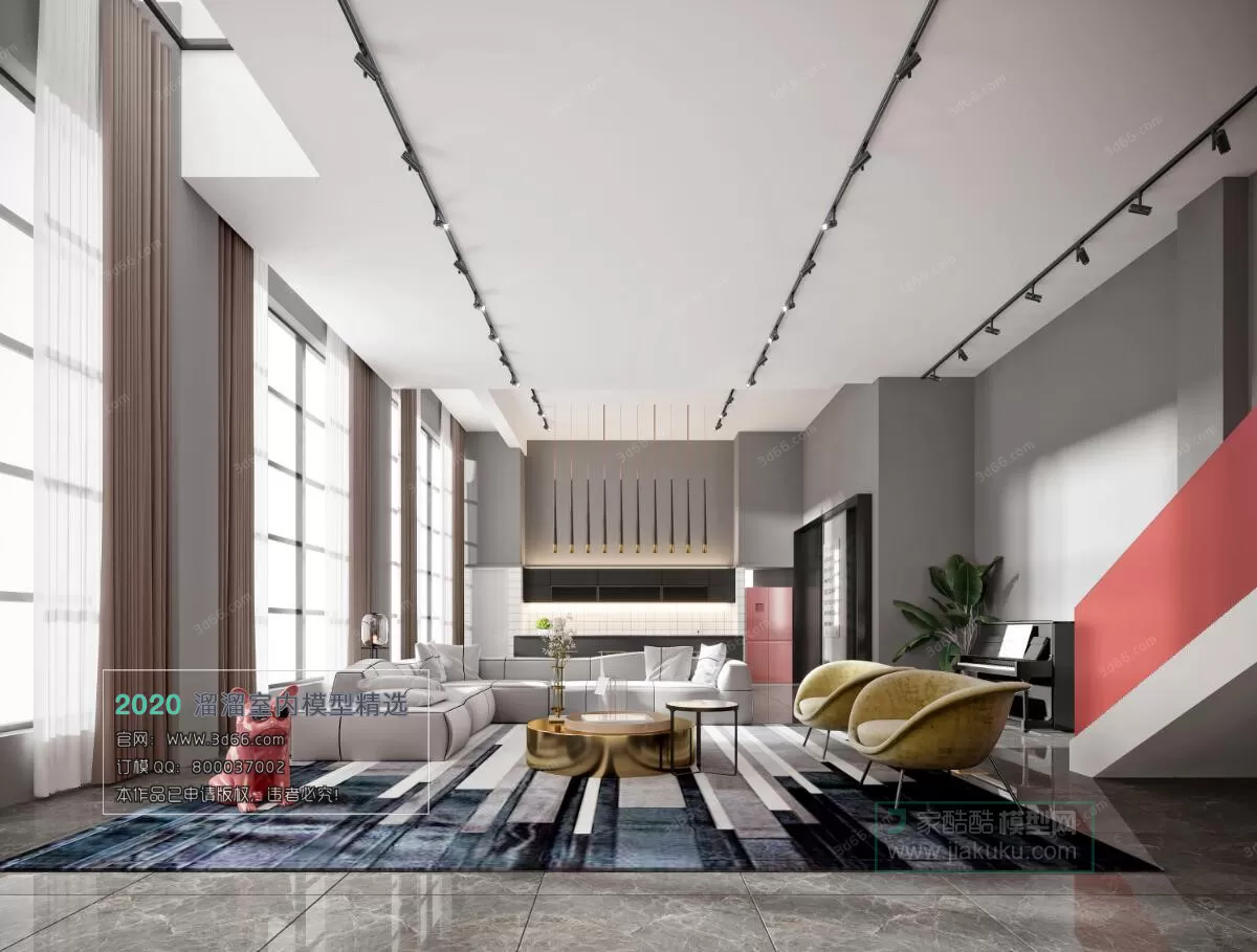 LIVING ROOM – MODERN STYLE – 3D MODELS – CORONA – 063