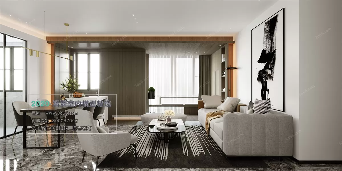 LIVING ROOM – MODERN STYLE – 3D MODELS – CORONA – 065