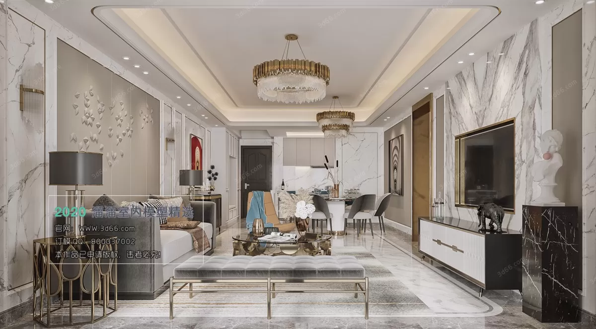 LIVING ROOM – MODERN STYLE – 3D MODELS – CORONA – 069