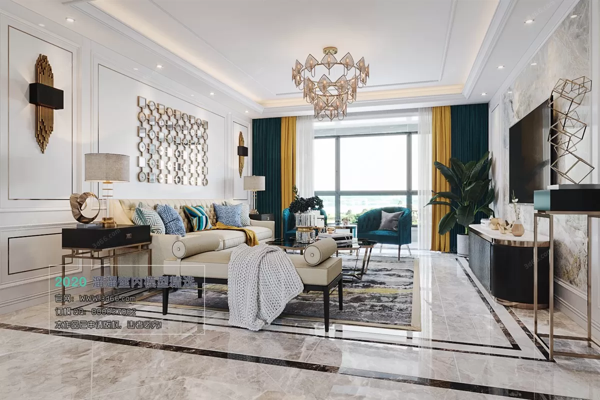 LIVING ROOM – MODERN STYLE – 3D MODELS – CORONA – 073