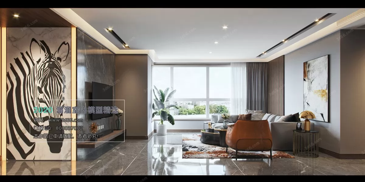 LIVING ROOM – MODERN STYLE – 3D MODELS – CORONA – 076