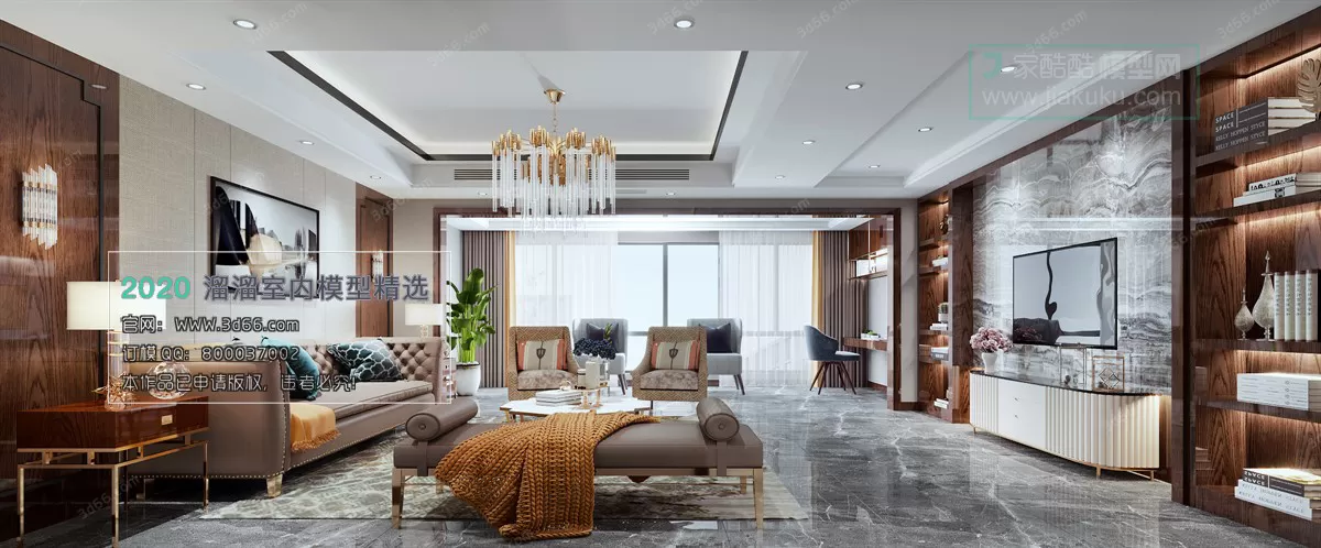 LIVING ROOM – MODERN STYLE – 3D MODELS – CORONA – 077