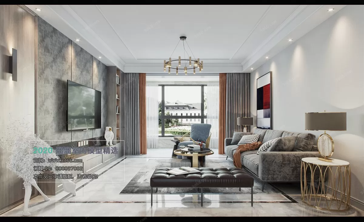 LIVING ROOM – MODERN STYLE – 3D MODELS – CORONA – 083