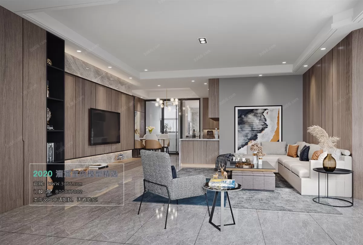 LIVING ROOM – MODERN STYLE – 3D MODELS – CORONA – 084