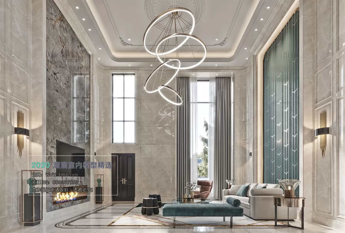 LIVING ROOM – MODERN STYLE – 3D MODELS – CORONA – 086