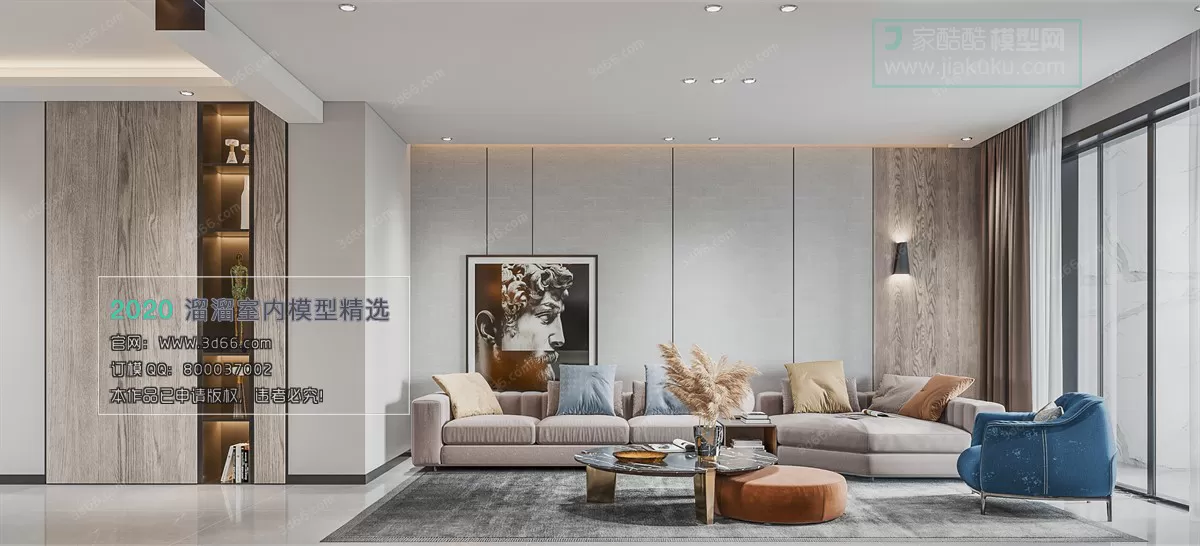 LIVING ROOM – MODERN STYLE – 3D MODELS – CORONA – 091