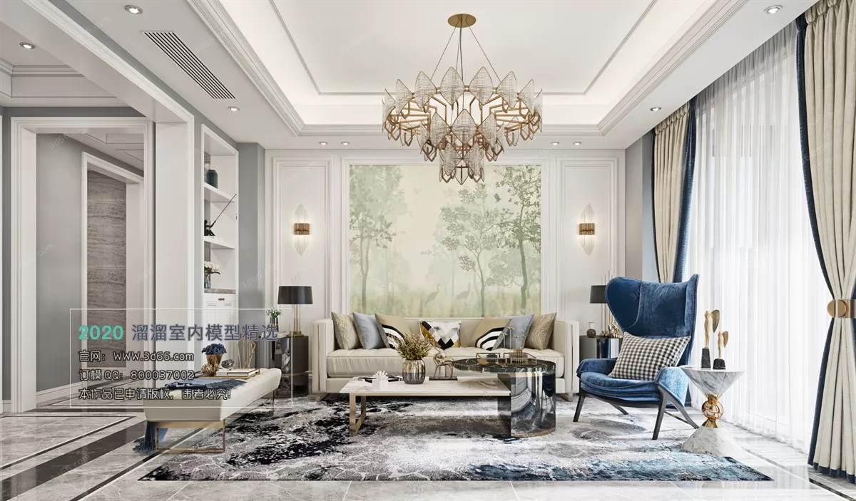 LIVING ROOM – MODERN STYLE – 3D MODELS – CORONA – 092