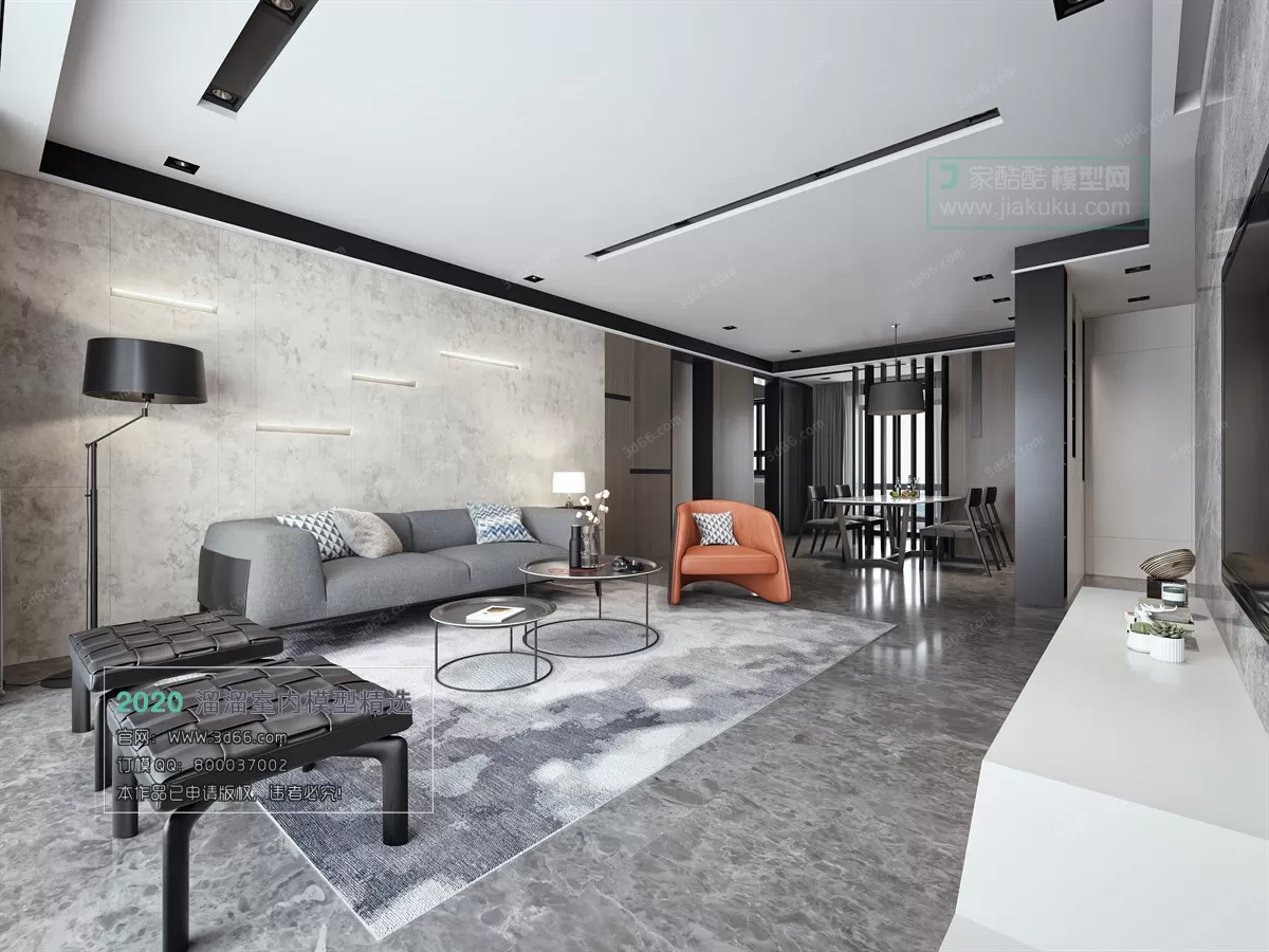 LIVING ROOM – MODERN STYLE – 3D MODELS – VRAY – 001