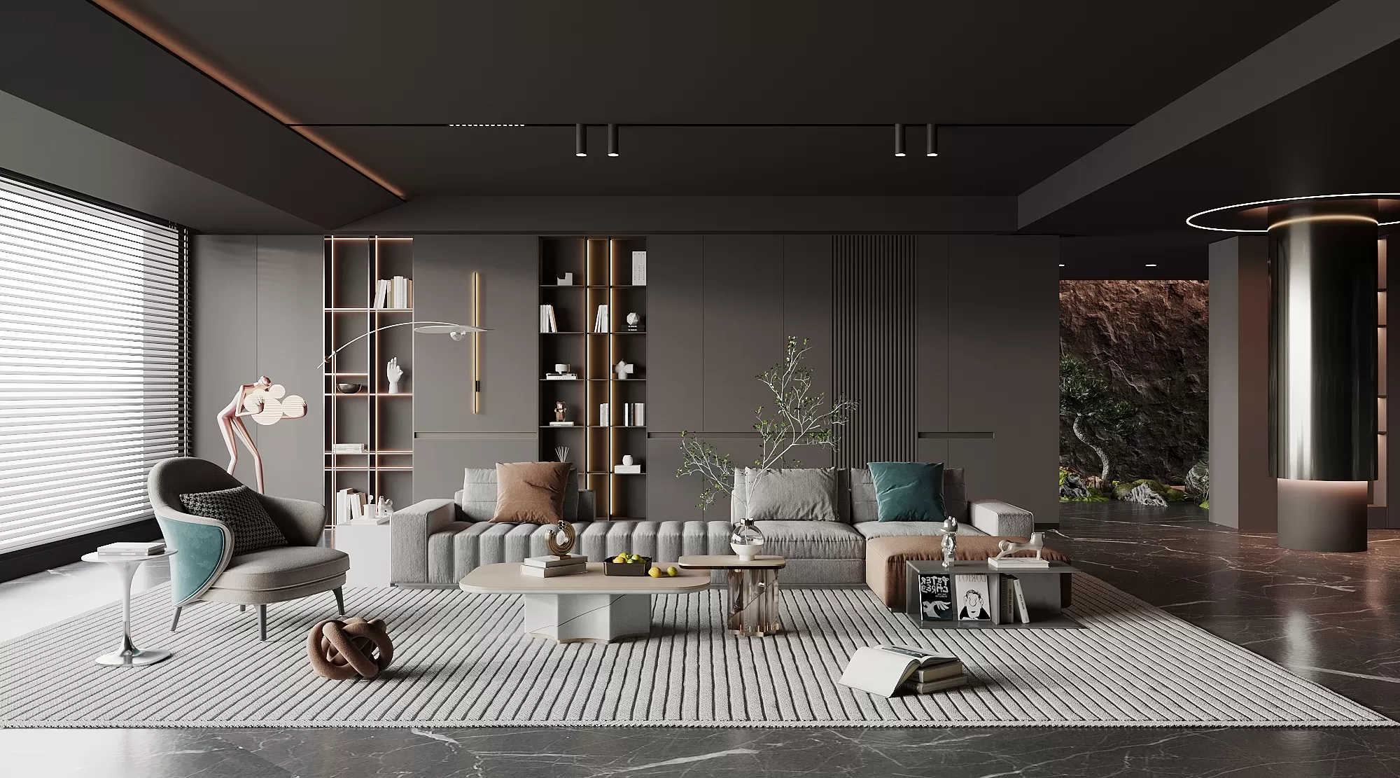 LIVING ROOM – MODERN STYLE – 3D SCENE – 076 LIVING ROOM – MODERN STYLE – 3D SCENE – 076