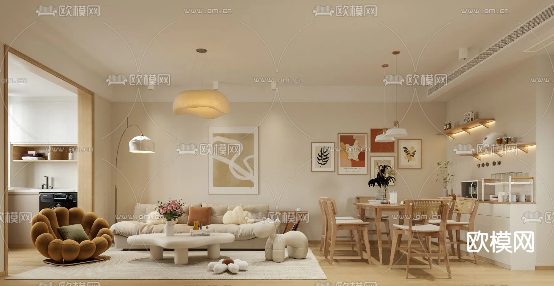 LIVING ROOM – MODERN STYLE – CORONA – 3D MODEL – 1822