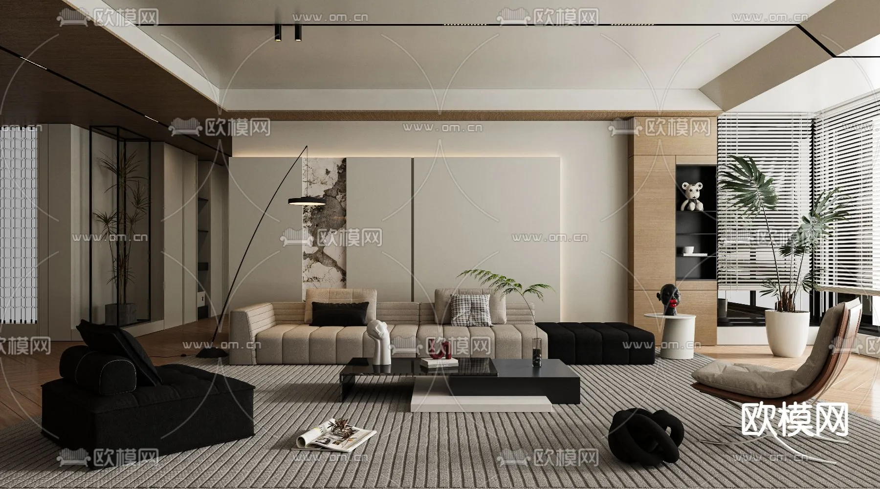 LIVING ROOM – MODERN STYLE – CORONA – 3D MODEL – 1825