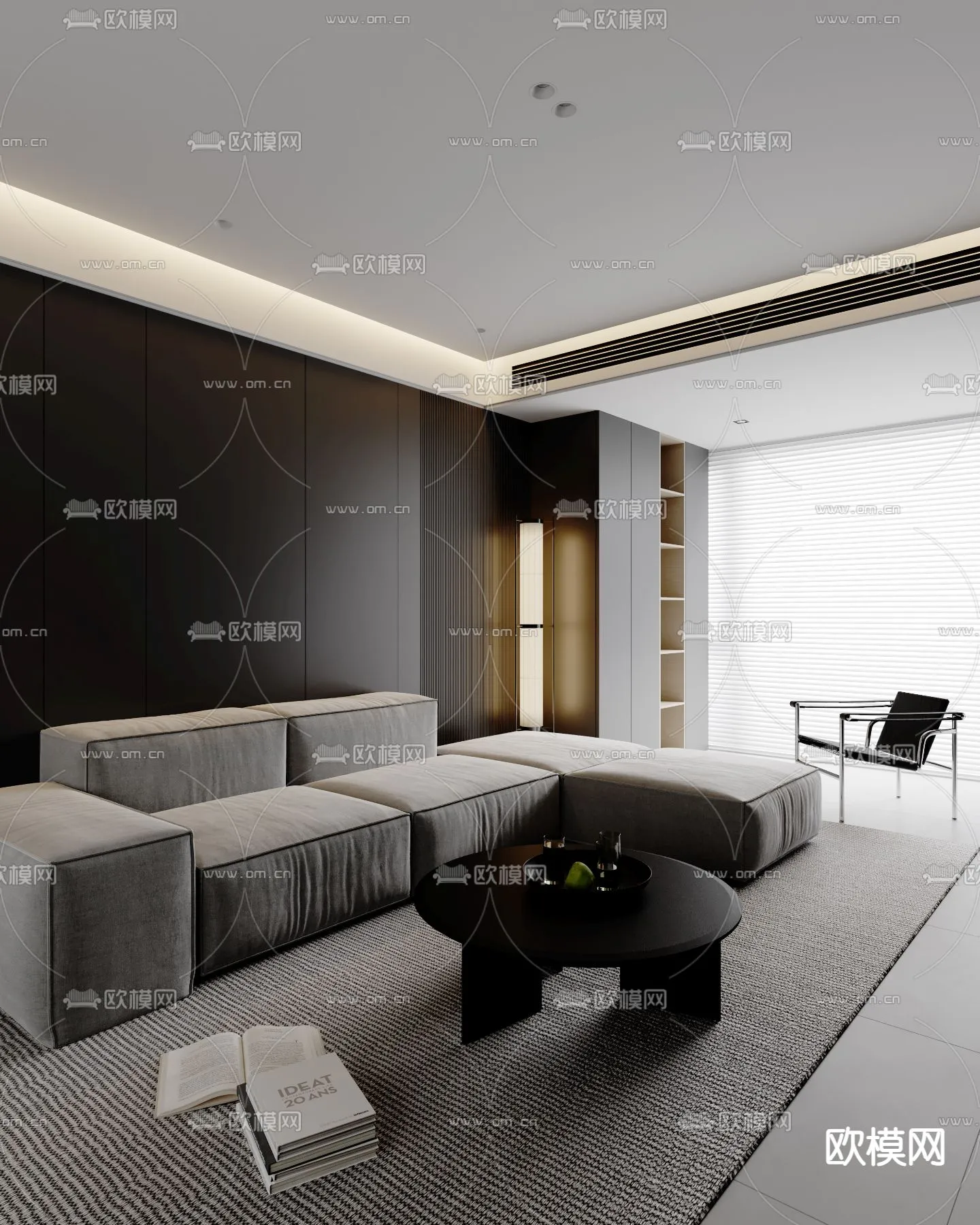 LIVING ROOM – MODERN STYLE – CORONA – 3D MODEL – 1826