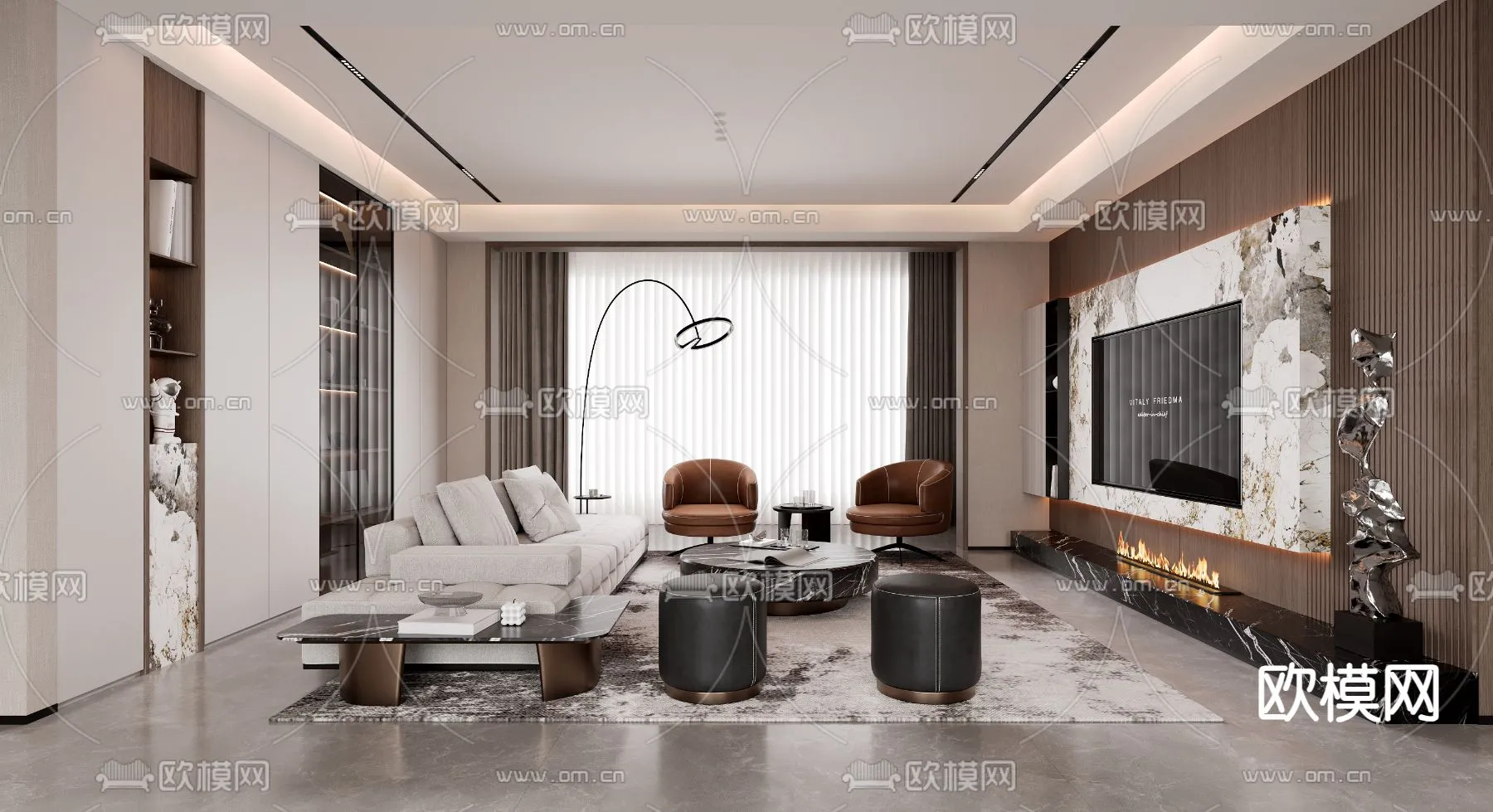 LIVING ROOM – MODERN STYLE – CORONA – 3D MODEL – 1827