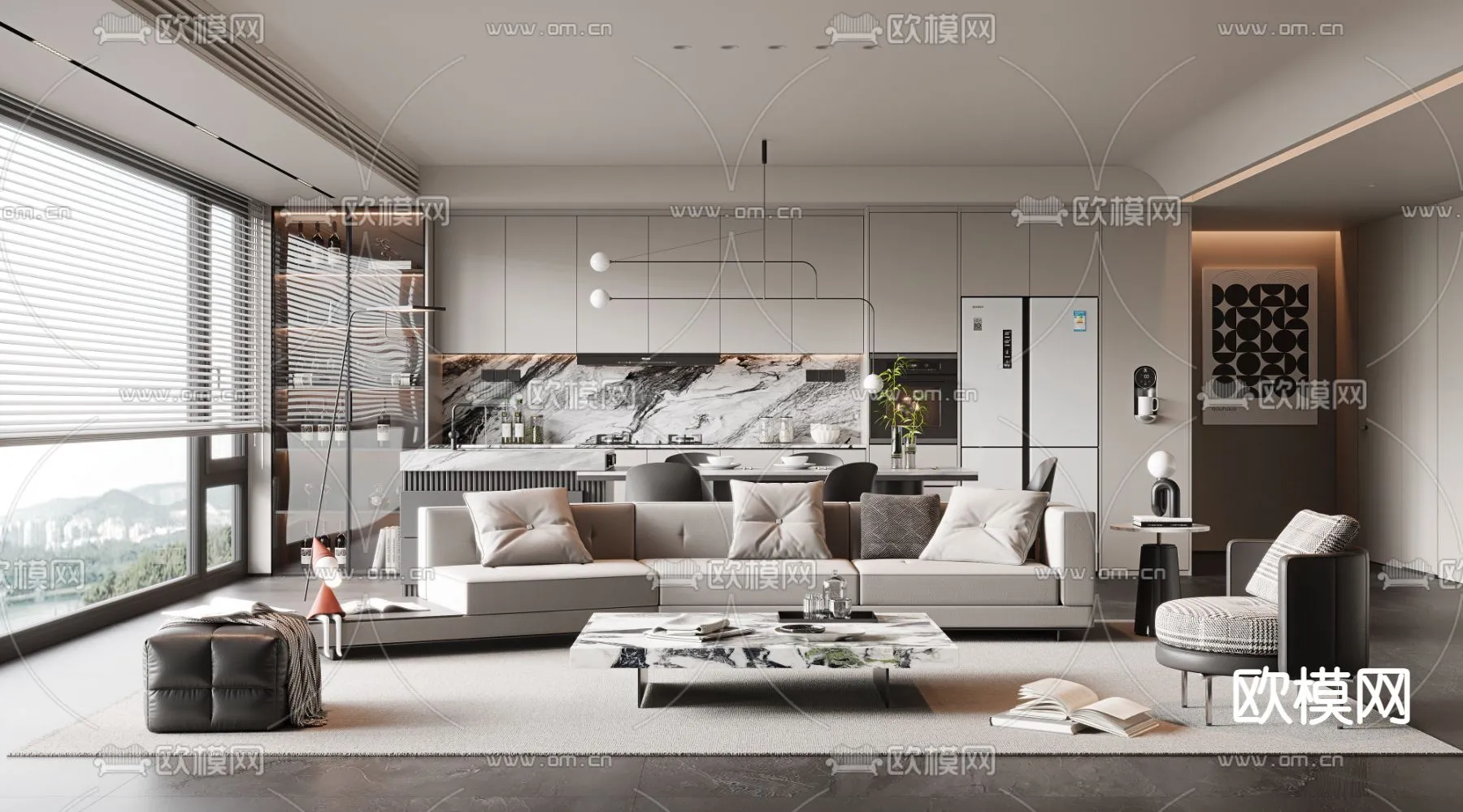 LIVING ROOM – MODERN STYLE – CORONA – 3D MODEL – 1829