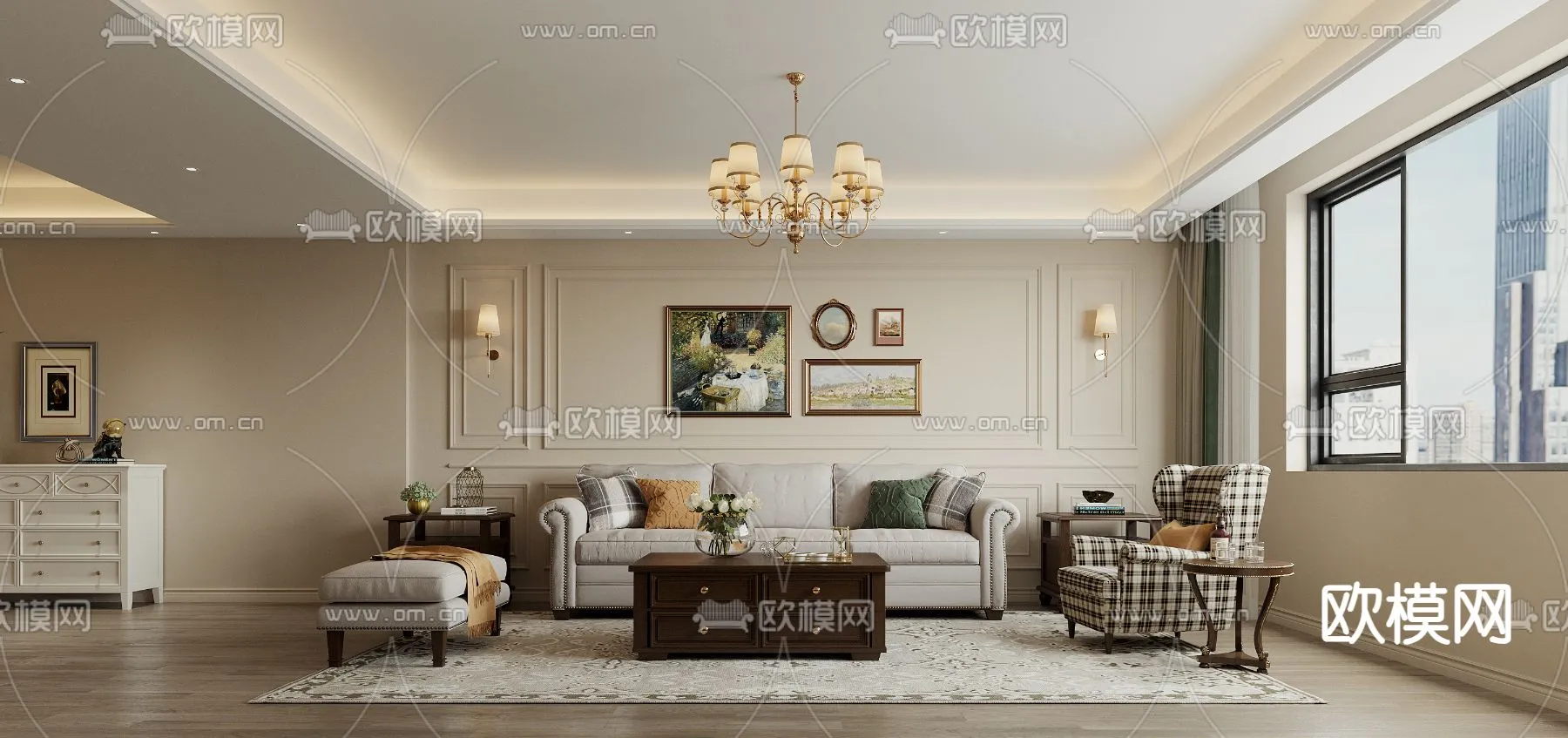 LIVING ROOM – MODERN STYLE – CORONA – 3D MODEL – 1830