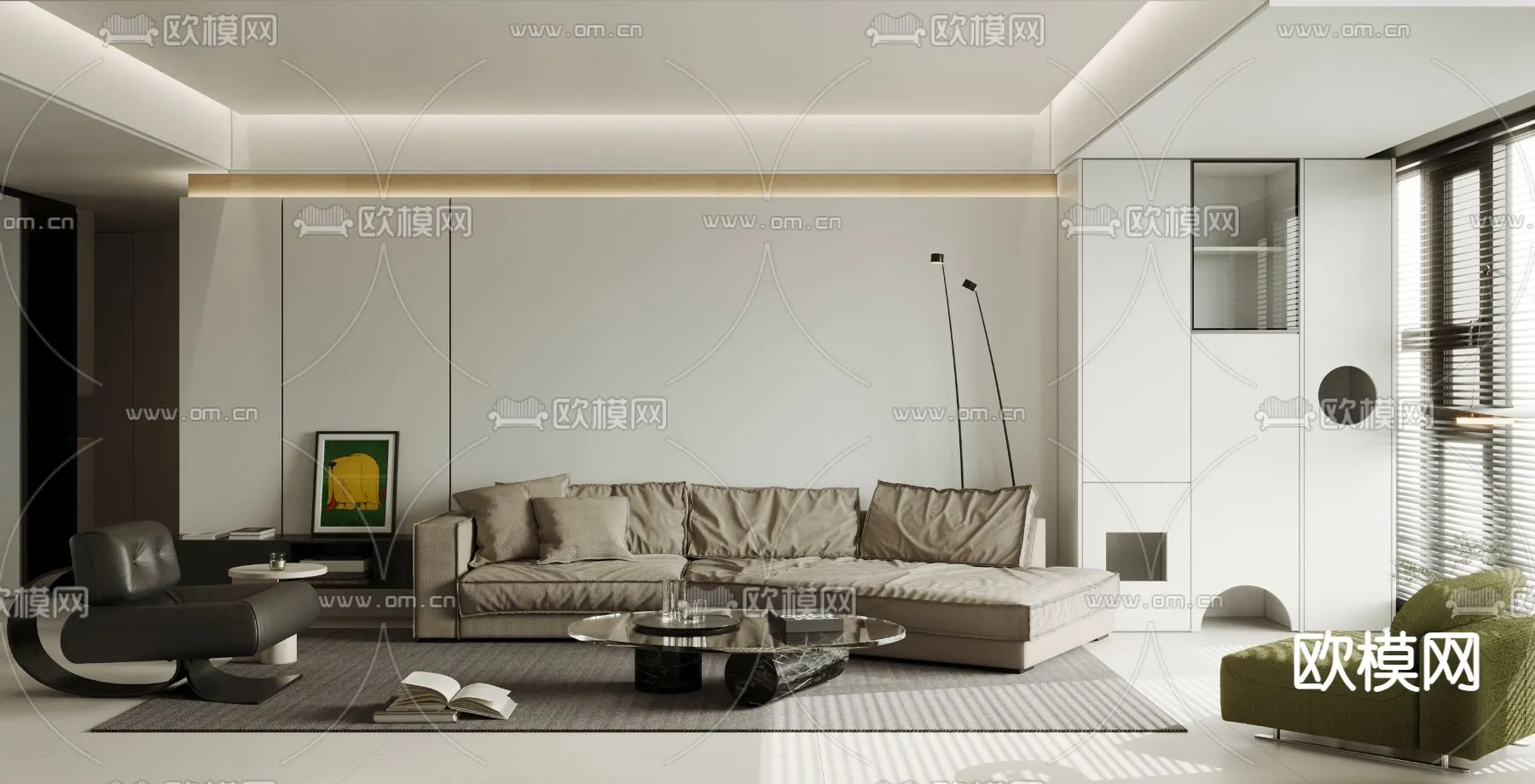 LIVING ROOM – MODERN STYLE – CORONA – 3D MODEL – 1833