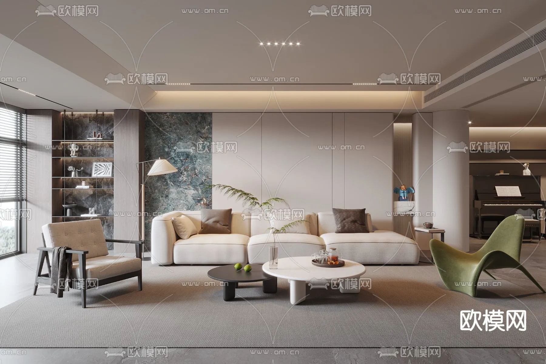 LIVING ROOM – MODERN STYLE – CORONA – 3D MODEL – 1841