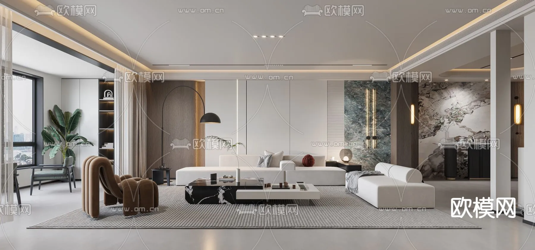 LIVING ROOM – MODERN STYLE – CORONA – 3D MODEL – 1845