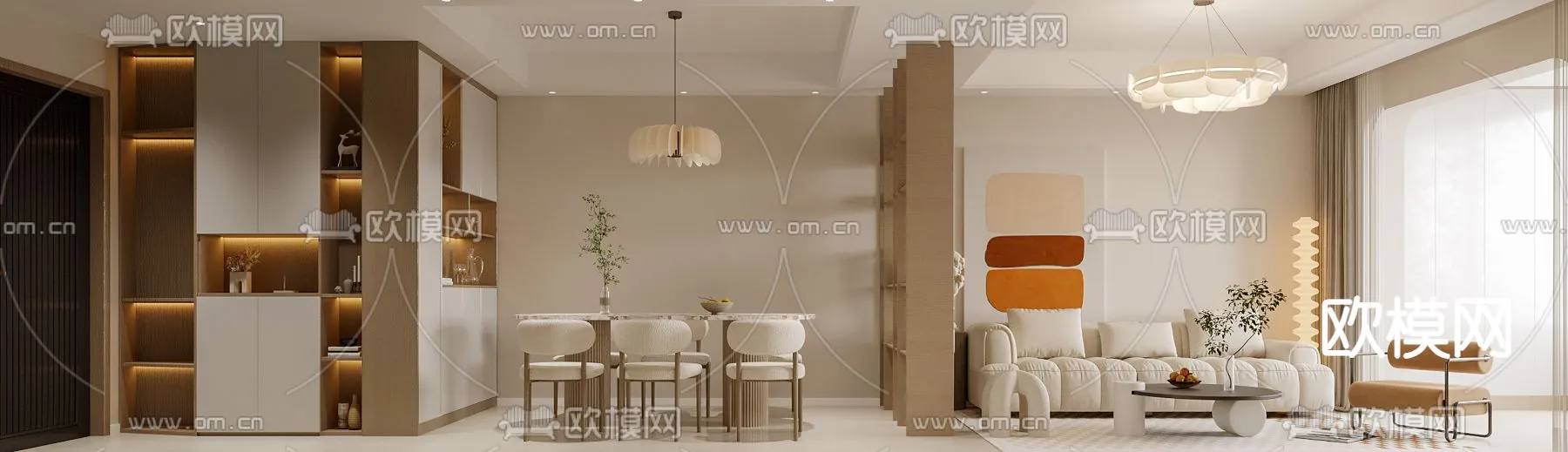 LIVING ROOM – MODERN STYLE – CORONA – 3D MODEL – 1846