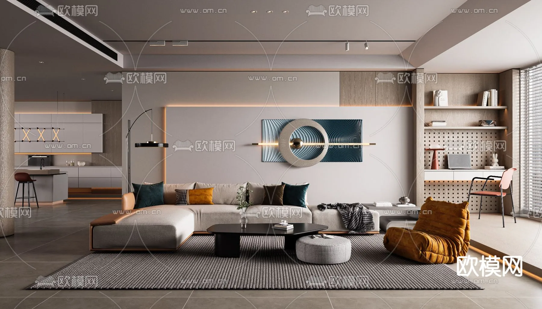 LIVING ROOM – MODERN STYLE – CORONA – 3D MODEL – 1858