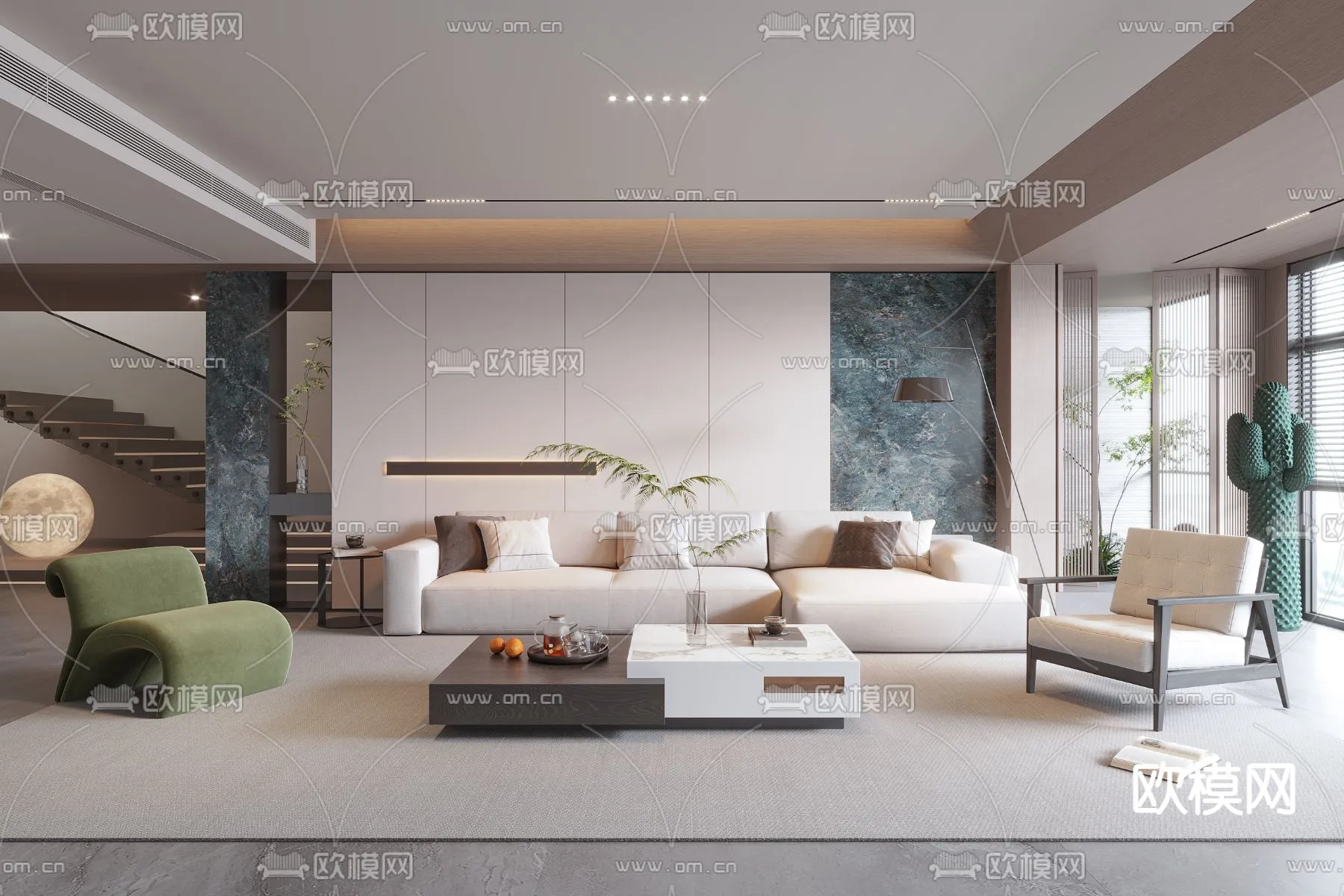 LIVING ROOM – MODERN STYLE – CORONA – 3D MODEL – 1860