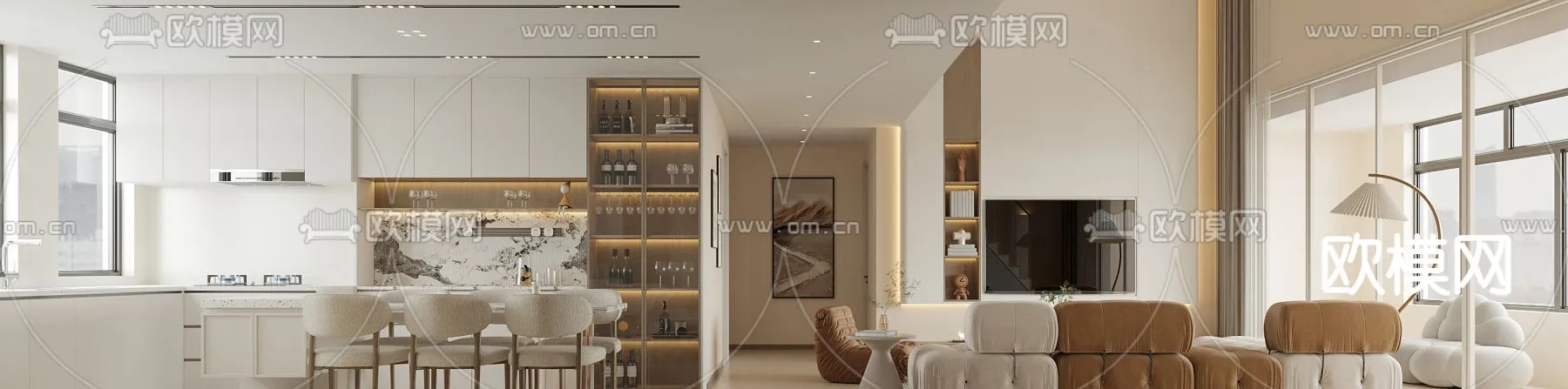 LIVING ROOM – MODERN STYLE – CORONA – 3D MODEL – 1876