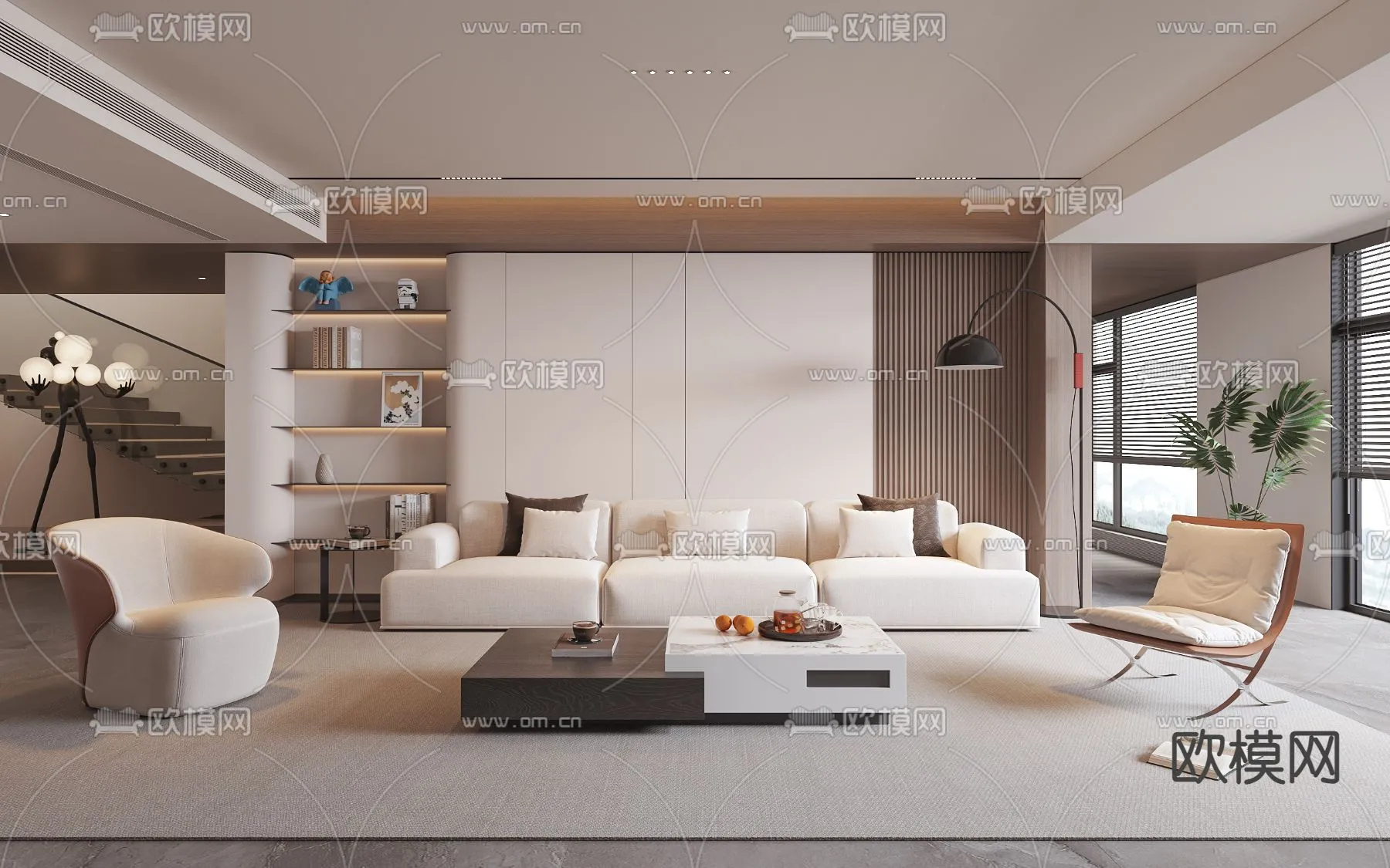 LIVING ROOM – MODERN STYLE – CORONA – 3D MODEL – 1887