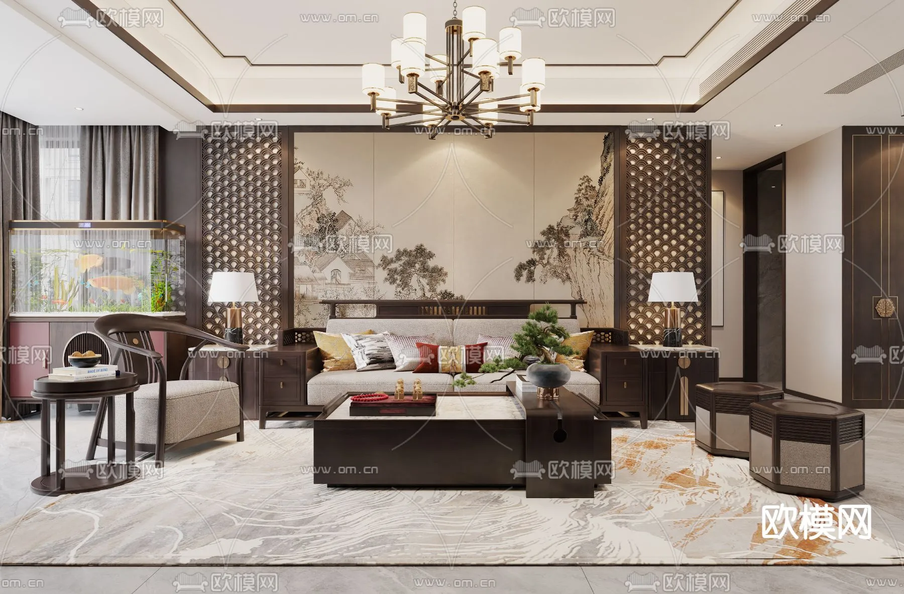 LIVING ROOM – MODERN STYLE – CORONA – 3D MODEL – 1888